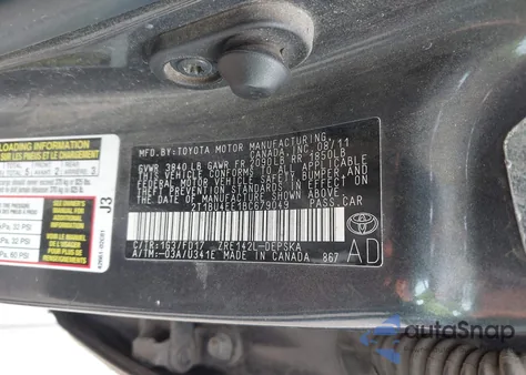 2011 Toyota Corolla S z USA, uszkodzony, nr VIN 2T1BU4EE1BC679049